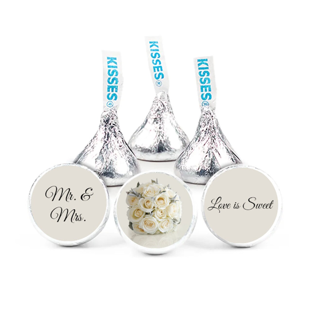 90ct Wedding Candy Favors Hershey's Kisses Chocolate (90 Candies + 1 Sheet Stickers) Floral - Candy Included - Assembly Required - by Just Candy